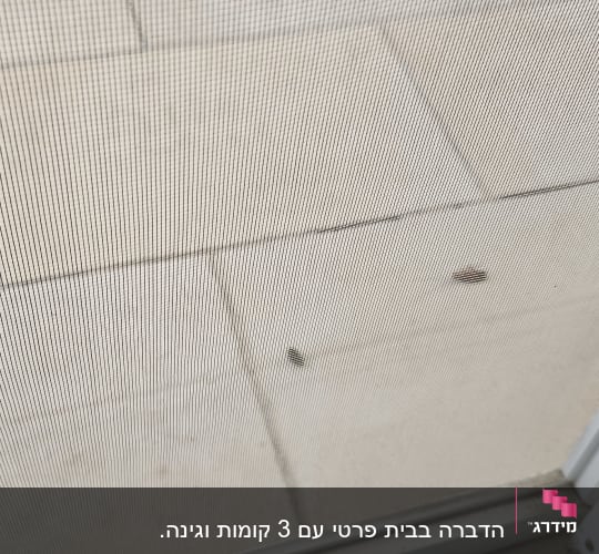 רשת נגד חרקים על חלון עם רצפה בחוץ